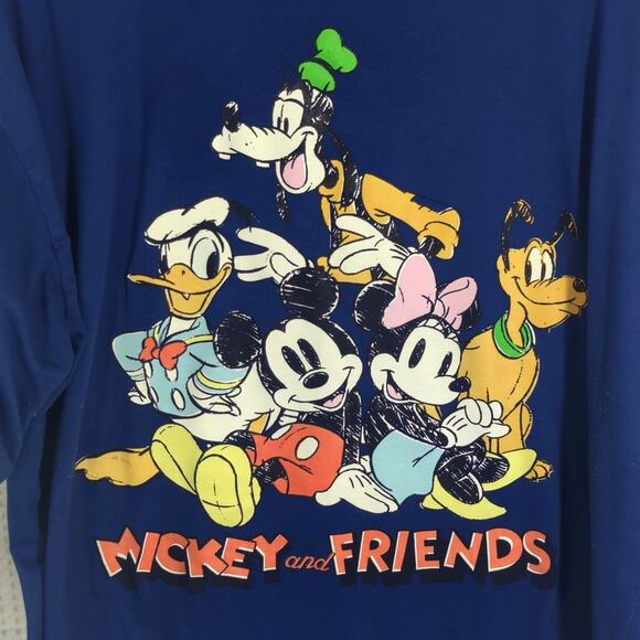 Disney Mickey and Friends Blue Graphic T Shirt Men’s Large Goofy Pluto Donald - Picture 2 of 4